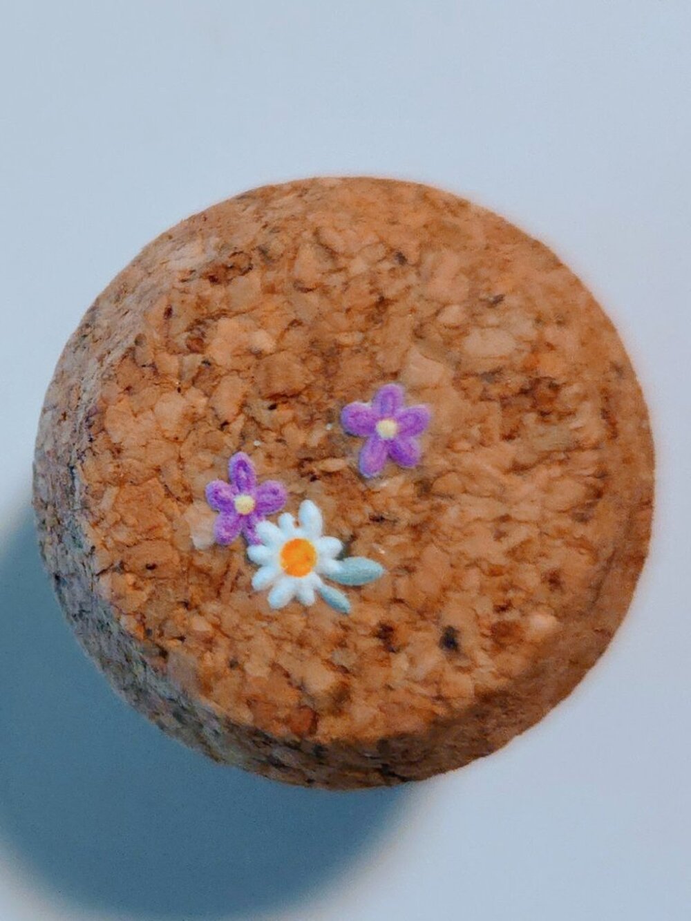 Brand New Hand Crafted Magnet Created from Champagne Cork Featuring Flowers